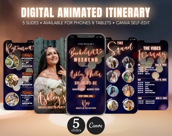 NYC Bachelorette Trip Itinerary, Editable Canva Template (Digital Download)