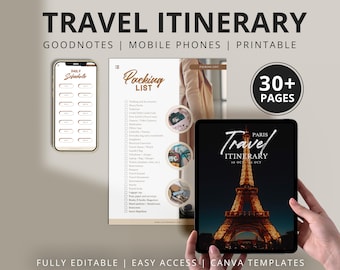 Plan de itinerario París, Guía de vacaciones de viaje de 15 días a Francia Plantilla de planificador hipervínculo Libro electrónico digital
