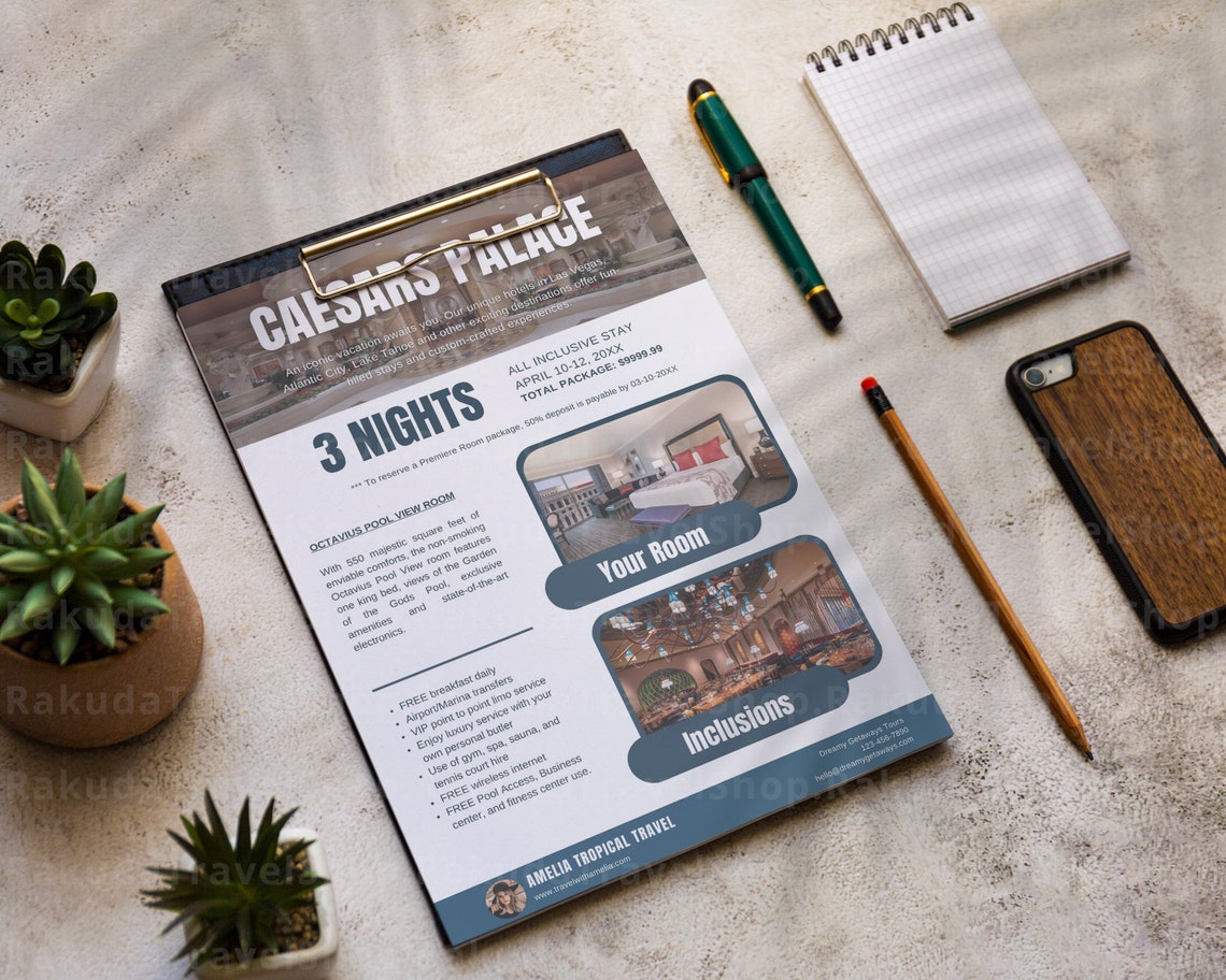 Travel Agent Proposal Template, Editable Vacation Itinerary (canva