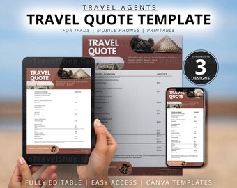Travel Agent Quote Template, Editable Vacation Planner (Canva Digital Download)