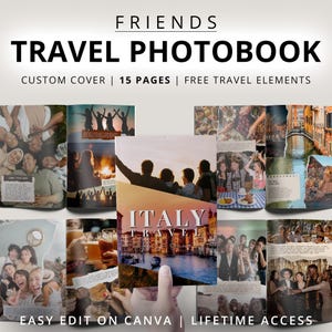 Italien Reise Fotobuch, Freunde Familie Gruppe Bilder Album Vorlage Urlaub London Reise Erinnerung Buch, Benutzerdefiniertes Reisejournal Canva Download