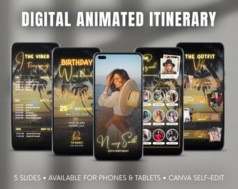 Hawaii Birthday Trip Itinerary, Tropical Mobile Template (Digital Download)