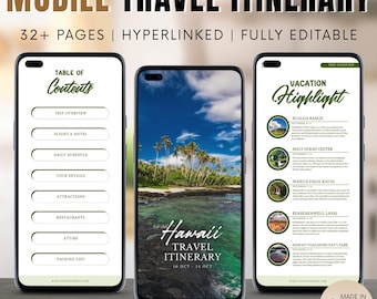 Hawaï-reisplanner, bewerkbare sjabloon mobiele reisroute (canva)