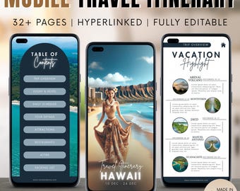 Reisplanner Hawaï, bewerkbaar mobiel vakantieplan (digitale download)