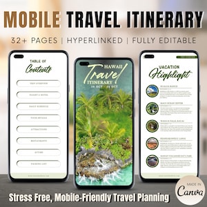 Itinerario de vacaciones en Hawái, plantillas de guía de viaje para chicas en la playa con fotos del equipo, programa de verano tropical