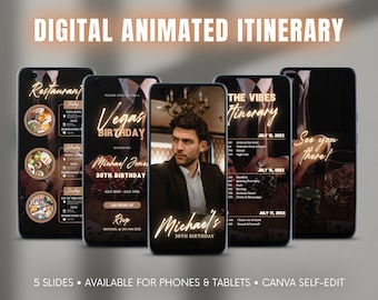 Vegas Birthday Trip Itinerary, Casino Party Evite (CANVA DIY Digital Download)