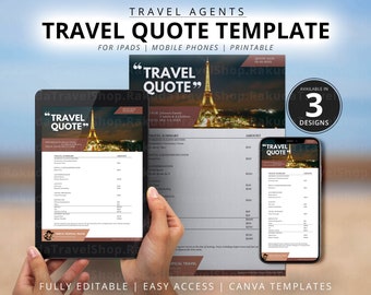 Travel Agent Quote Template, Editable Vacation Itinerary (Canva DIY Digital Download)