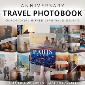 Photo Book Customizable Canva, Couple Anniversary Travel Photos Editable Album Template, Newlywed Vacation Adventure Trip Memories Download