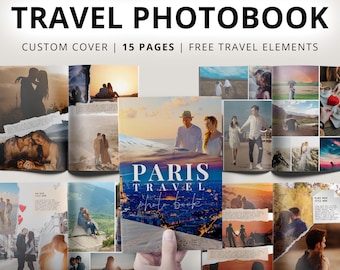 Travel Photo Book Canva Template, Couple Anniversary Album (Digital Download)