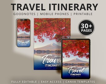 Japan Travel Planner, Editable Itinerary Templates for Goodnotes, Canva (Digital Download)