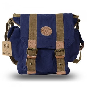 Rakuda The Messenger Canvas Shoulder Bag - Navy