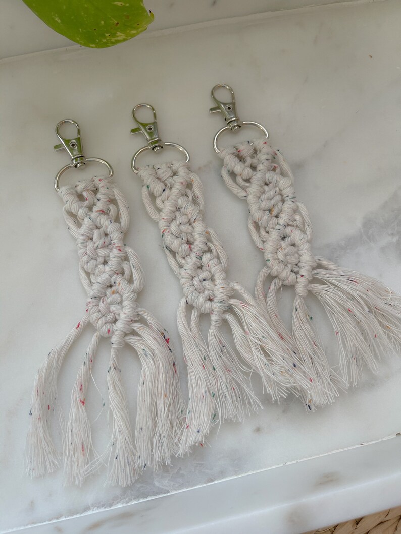 mini macrame keychain Rainbow dust macrame keychain mini \u201cStephanie\u201d keychain boho colored keychain rainbow keychain handmade keychain