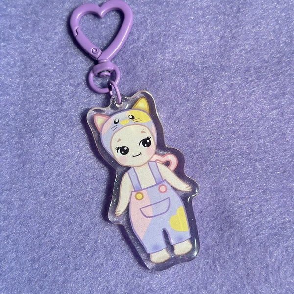 Sonny Angel Lucky Purple Cat Keychain