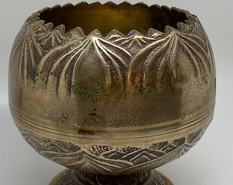 Vintage Brass Chalice/Vase/Bowl Etched