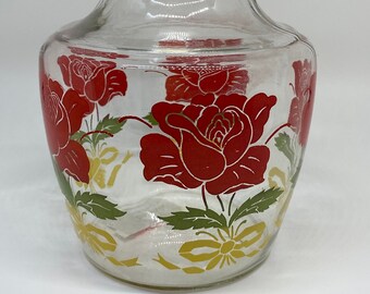 Anchor Hocking Vintage Rose Pattern Glass Juice Pitcher Carafe