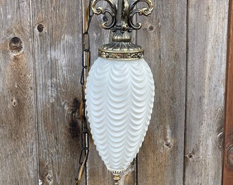 Vintage White Swag Lamp 1950s, Mid Century Modern Swag Lamp