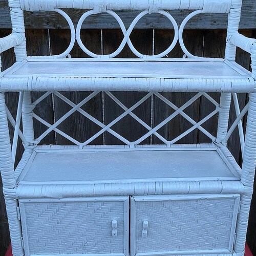 Vintage White Rattan Wicker Bathroom Boho Wicker Etsy