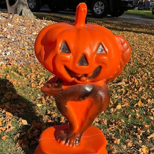 Vintage Pumpkin And Black Cat Blow Mold 1980s