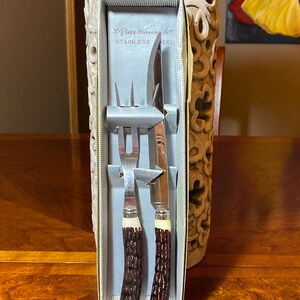 Vintage 2 Piece Carving Set 1960s Stainless Steel