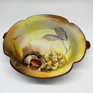Vintage Nippon Noritake Hand Painted Bowl With Handles and Feet