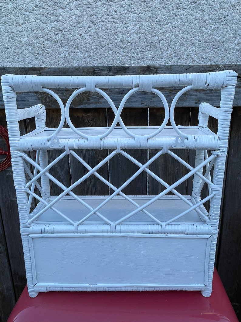 Vintage White Rattan Wicker Bathroom Boho Wicker Etsy