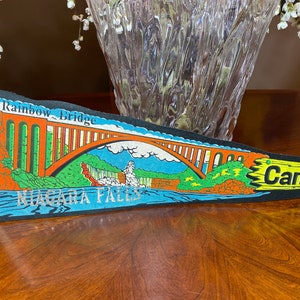Jahrgang Niagara Fälle Filz Wimpel, Regenbogen-Brücke Kanada, 1950, Niagarafälle Kanada
