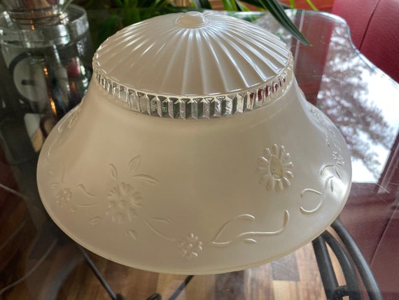Vintage Glass Ceiling Light Shade Cover 1950s Ivory Colored Glass