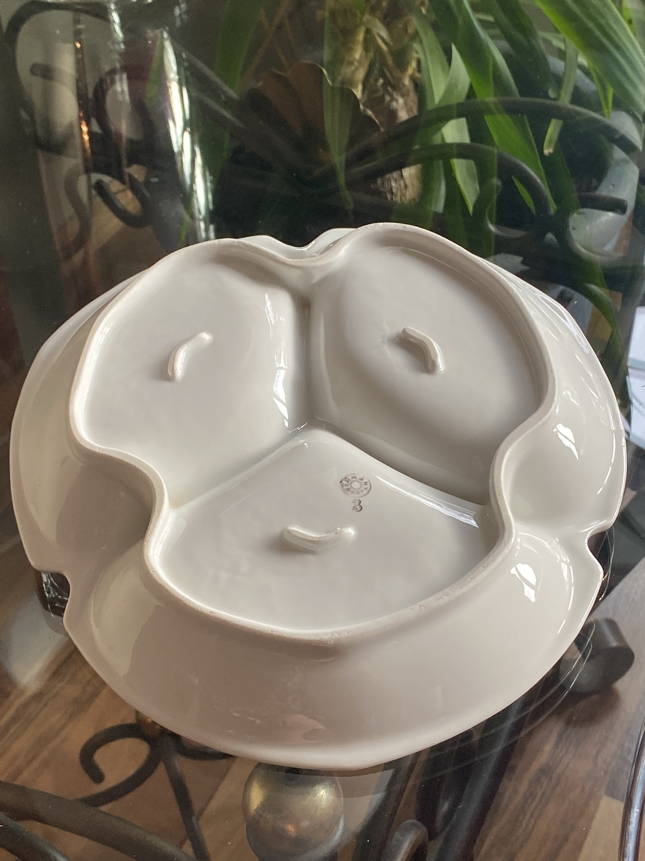 Vintage Porcelain Divided Serving Dish With Handle Made In Etsy