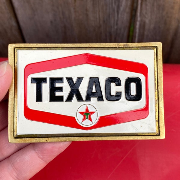 Vintage Texaco Ceinture Boucle Laiton Massif années 1970