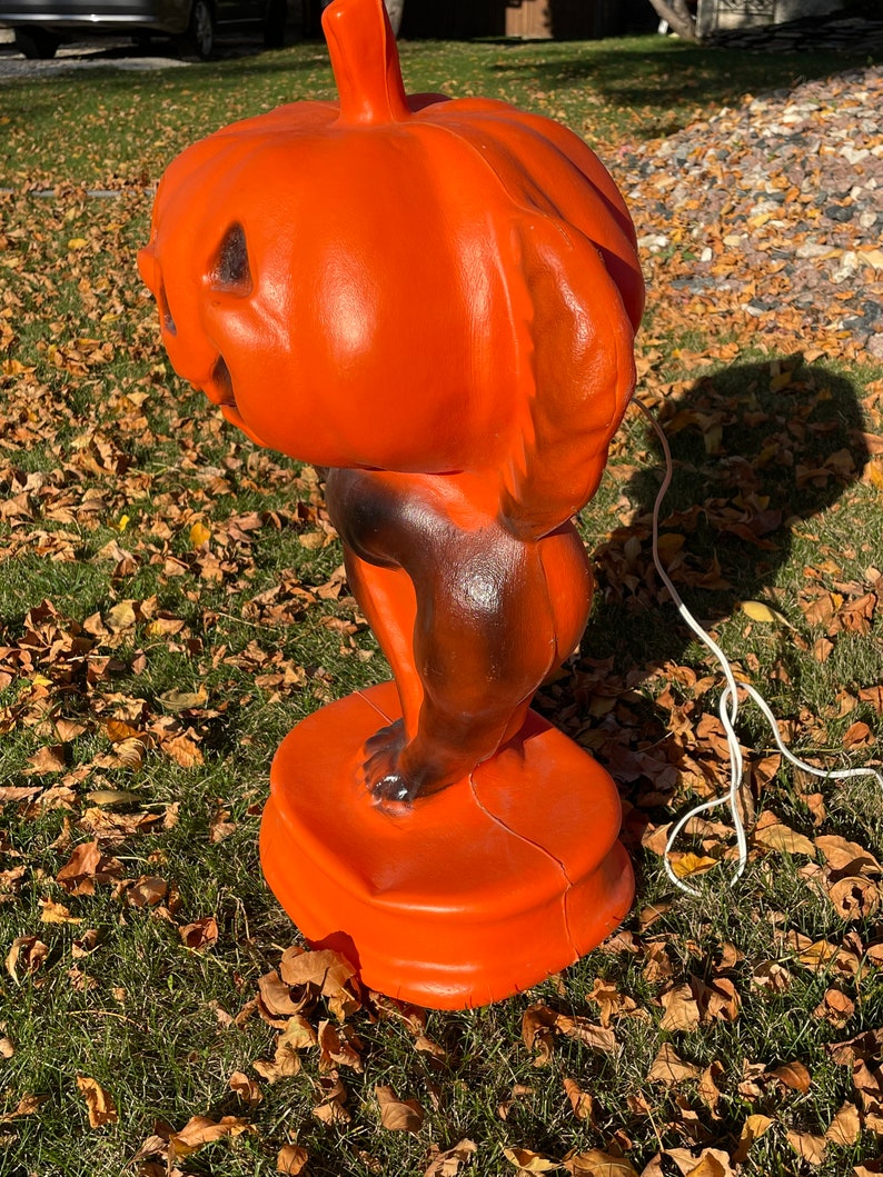 Vintage Pumpkin and Black Cat Blow Mold 1980s Etsy