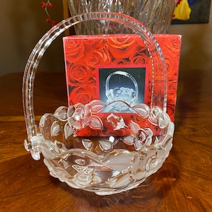Vintage Waltherglas Basket, Glass Dish With Handle, Made In Germany
