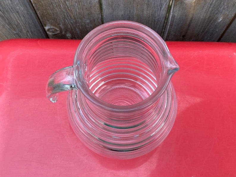 Vintage Italian Pitcher Ribbed Glass 1960s Pressed Glass Etsy