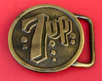 Vintage 7-UP Belt Buckle Metal 1980s