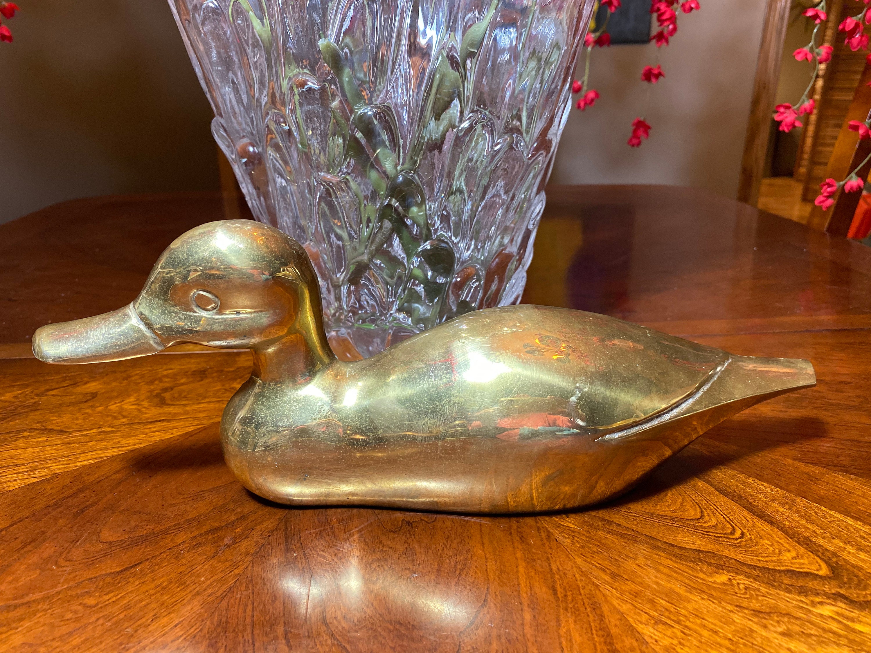 Vintage Brass Duck Figurine Wall or Counter Display Etsy