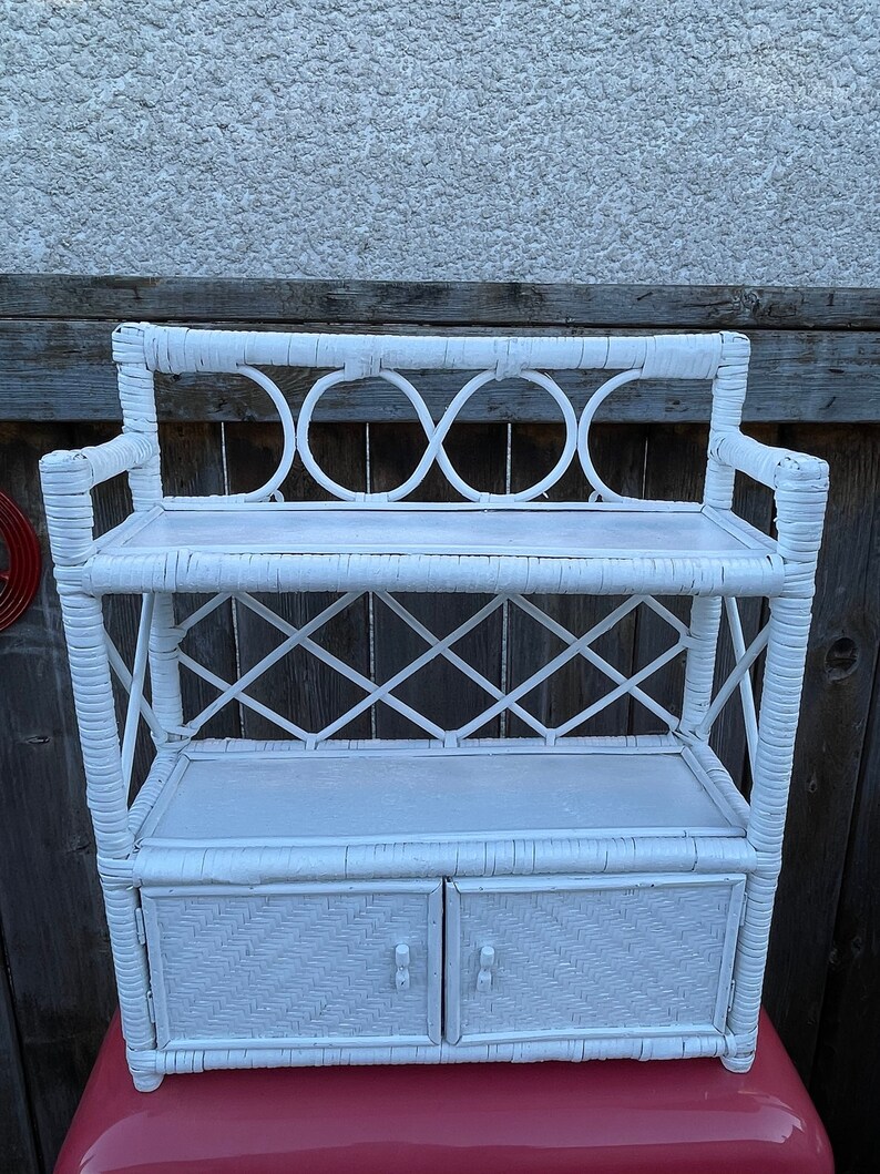 Vintage White Rattan Wicker Bathroom Boho Wicker Etsy