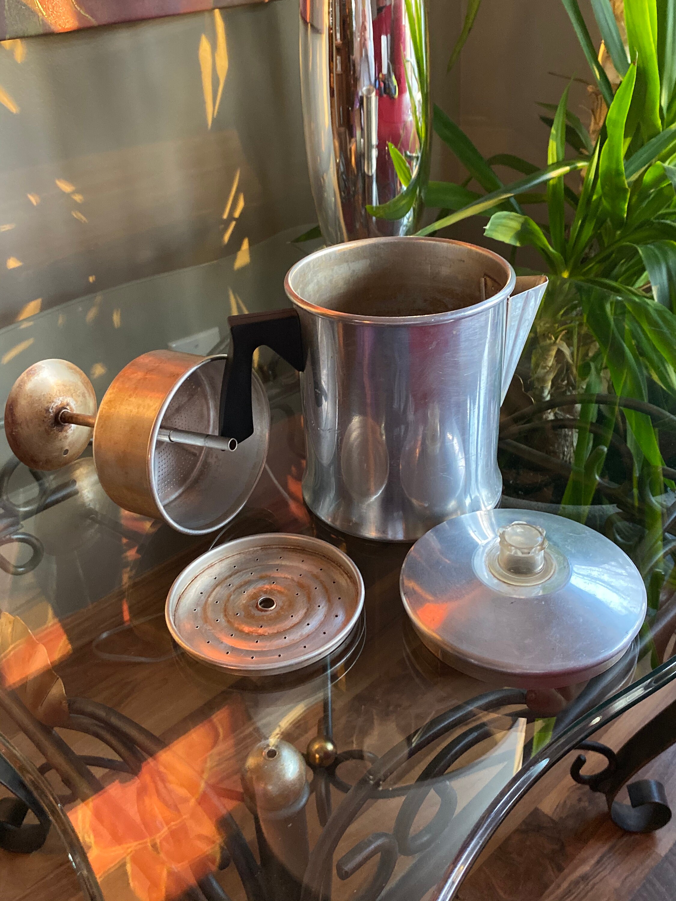 Vintage Aluminum Percolator 1950s Rustic Retro Percolator Etsy