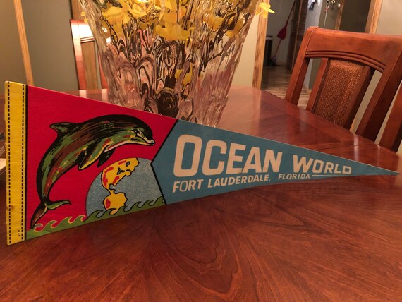 Vintage Ocean World Fort Lauderdale Florida Pennant Etsy