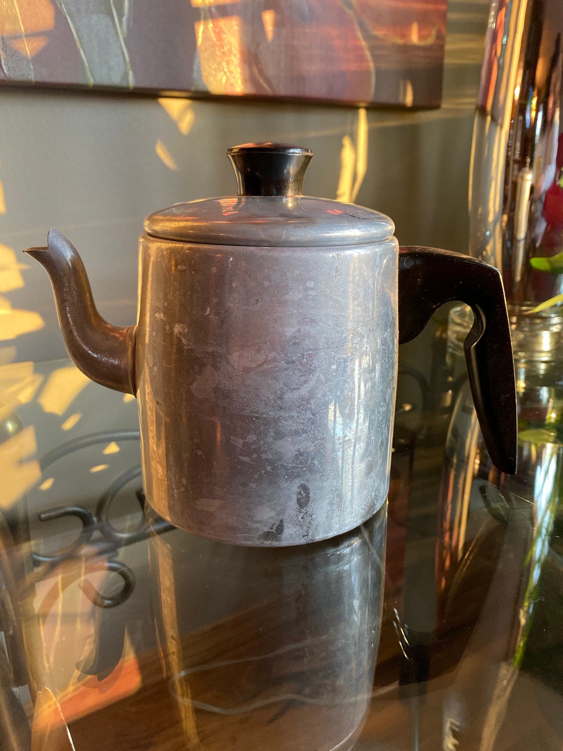 Vintage Aluminum Kettle 1960s Vintage Rustic Decor Teapot Etsy