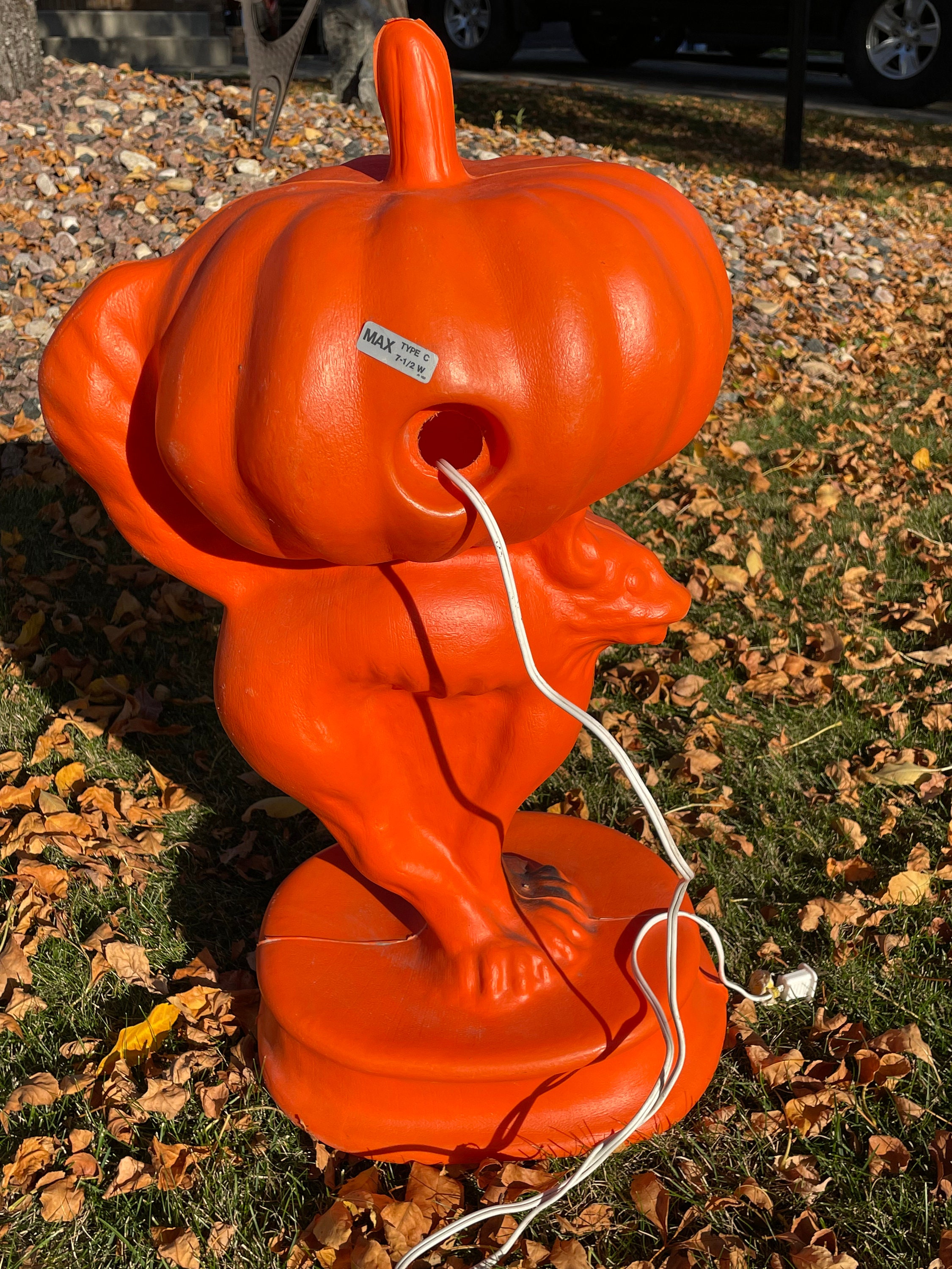 Vintage Pumpkin and Black Cat Blow Mold 1980s Etsy