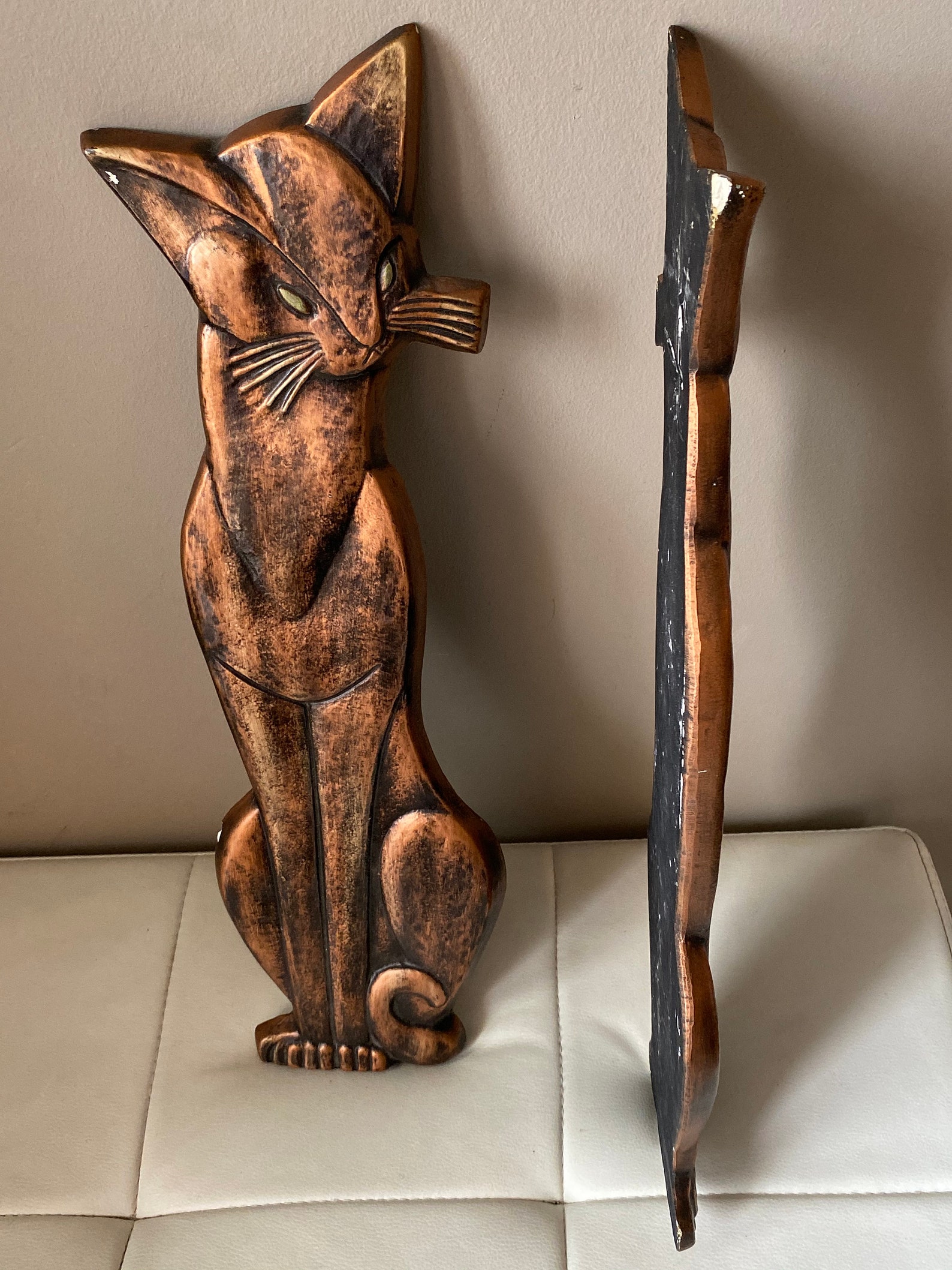 Vintage Siamese Cat Chalkware Wall Hanging Set 1960s Etsy