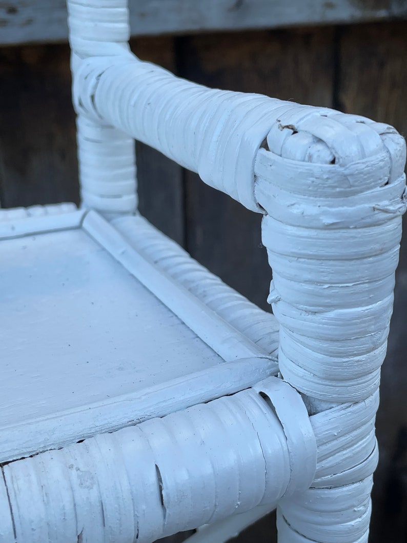 Vintage White Rattan Wicker Bathroom Boho Wicker Etsy