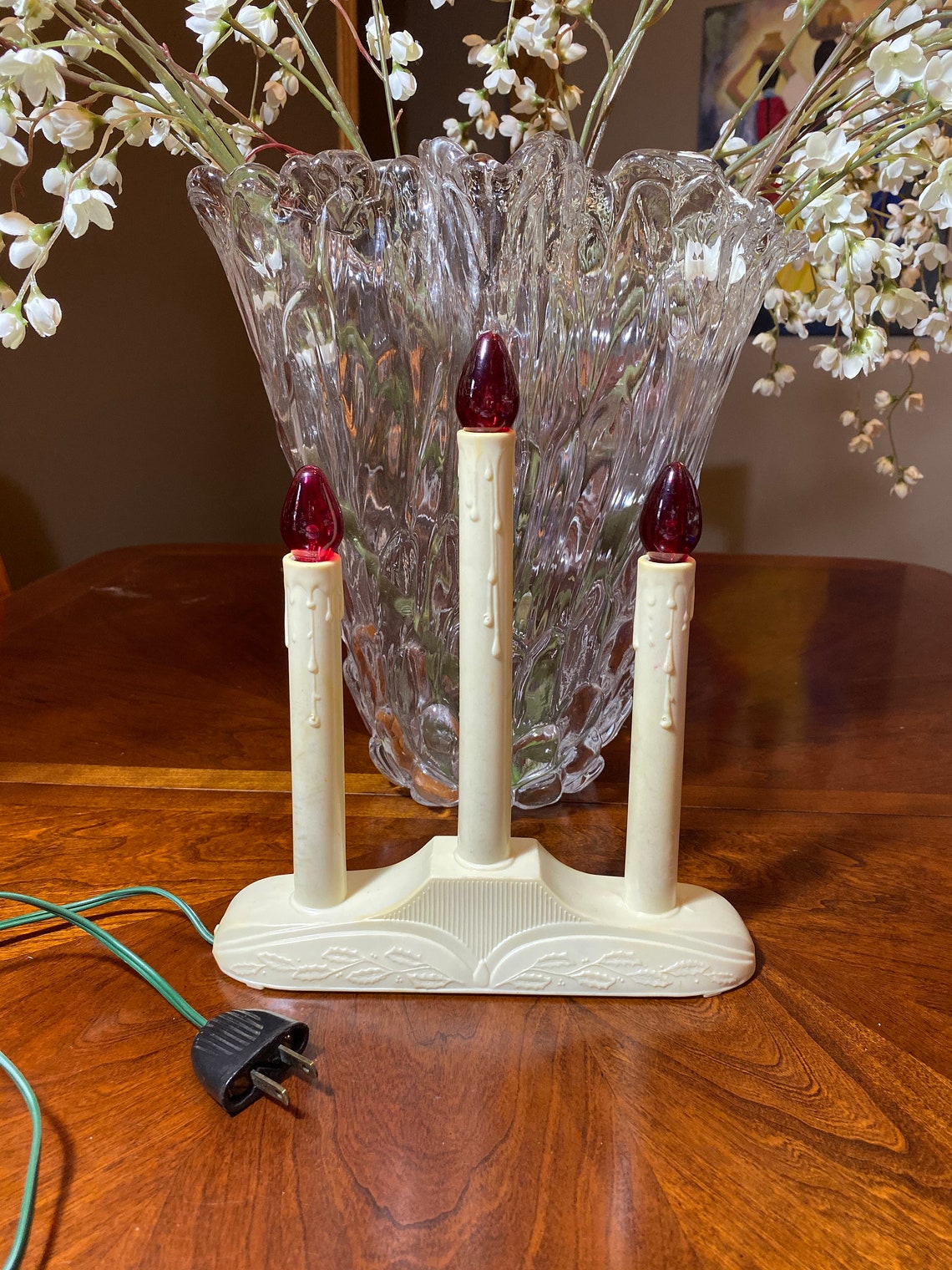 Vintage Christmas Candelabra Plastic Candle Christmas Faux Etsy