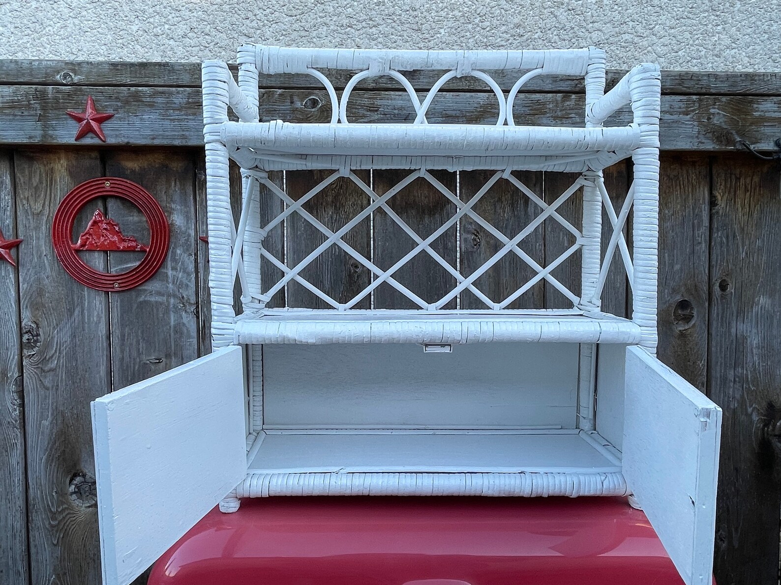 Vintage White Rattan Wicker Bathroom Boho Wicker Etsy