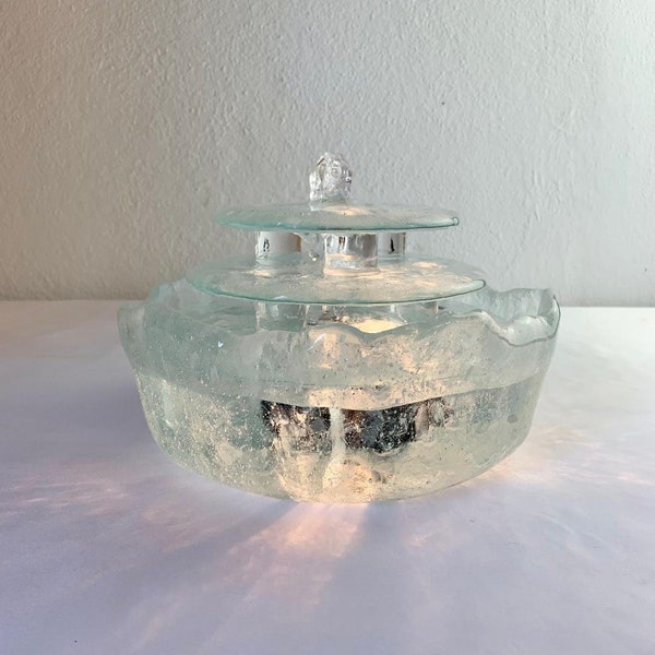 Custom Order Valentina: Meditation, Lighted, Indoor, Tabletop, Wispy white clear, Glass Water Fountain