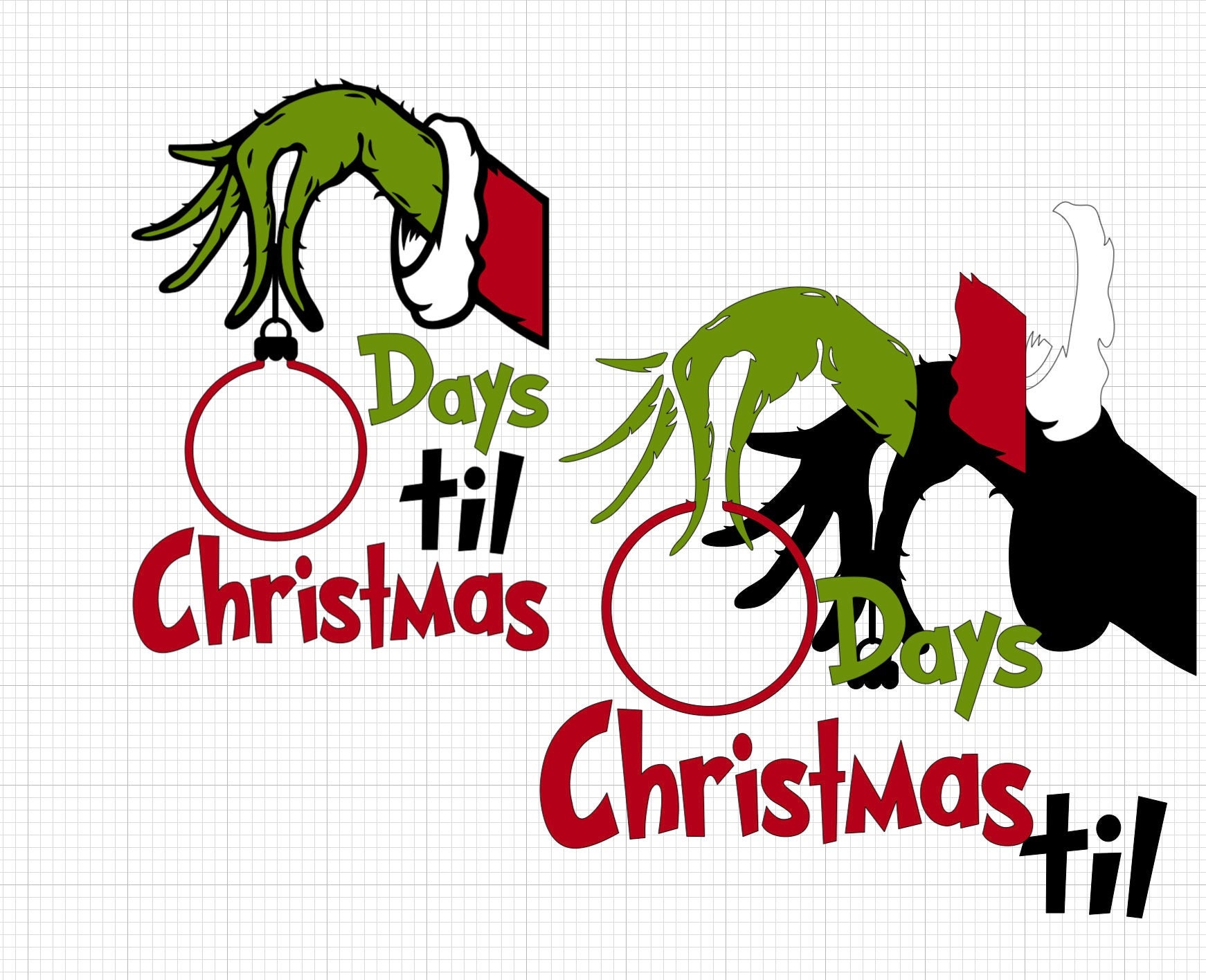 Grinch Hand File Days Til Christmas SVG Grinch Digital File - Etsy