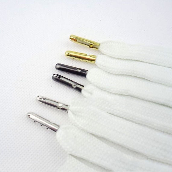 100 Pcs Shoelace Tip Aglet Ends Bullet Metal Lock Clips Replacement for  Shoe Lace Gold