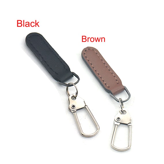 Two 1/2 Wide Replacement Add-On Ring-Mounted Leather Zipper Pull Extender  TABS