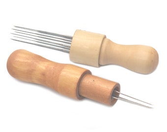 3 & 8 Felting Needles Wood Wool Felt Stitch Thorn Tool with Handles DIY Crafts