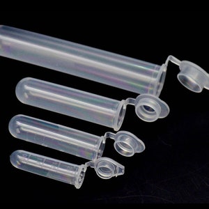 100 x Seed Bead Tubes Vials Storage 2.5 x 9/16 Clear with Hanging Caps