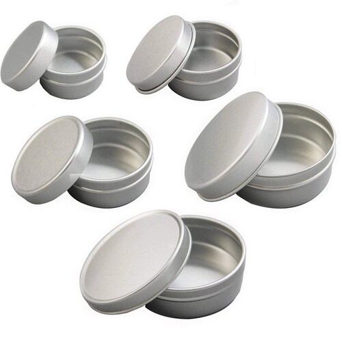 10X Empty Cosmetic Pots Lip Balm Container Jar Silver Aluminum Etsy
